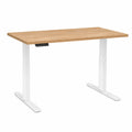Bureau assis debout électrique réglable 120 x 60 x 72-118 cm plateau en chêne clair piètement en acier blanc réglable