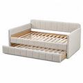 Lit de jour gigogne 2 couchages 212 x 98 x 86 cm polyester écru structure MDF et bois avec sommier à lattes