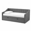 Lit de jour gigogne avec 2 couchages 203 cm x 97 cm x 88 cm structure MDF contreplaqué revêtement polyester gris