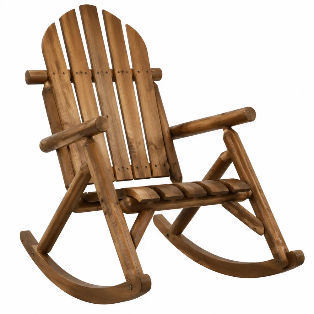 Chaise à bascule de jardin Adirondack en pin massif brun miel 69 cm x 94 cm x 100 cm